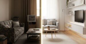 transformação de sala pequena em apartamento