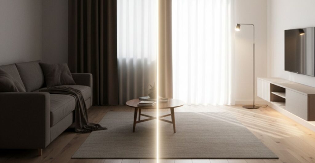 transformação de sala pequena em apartamento